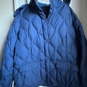 Lands' End Men's Quilted Hooded Puffer Jacket - Blue